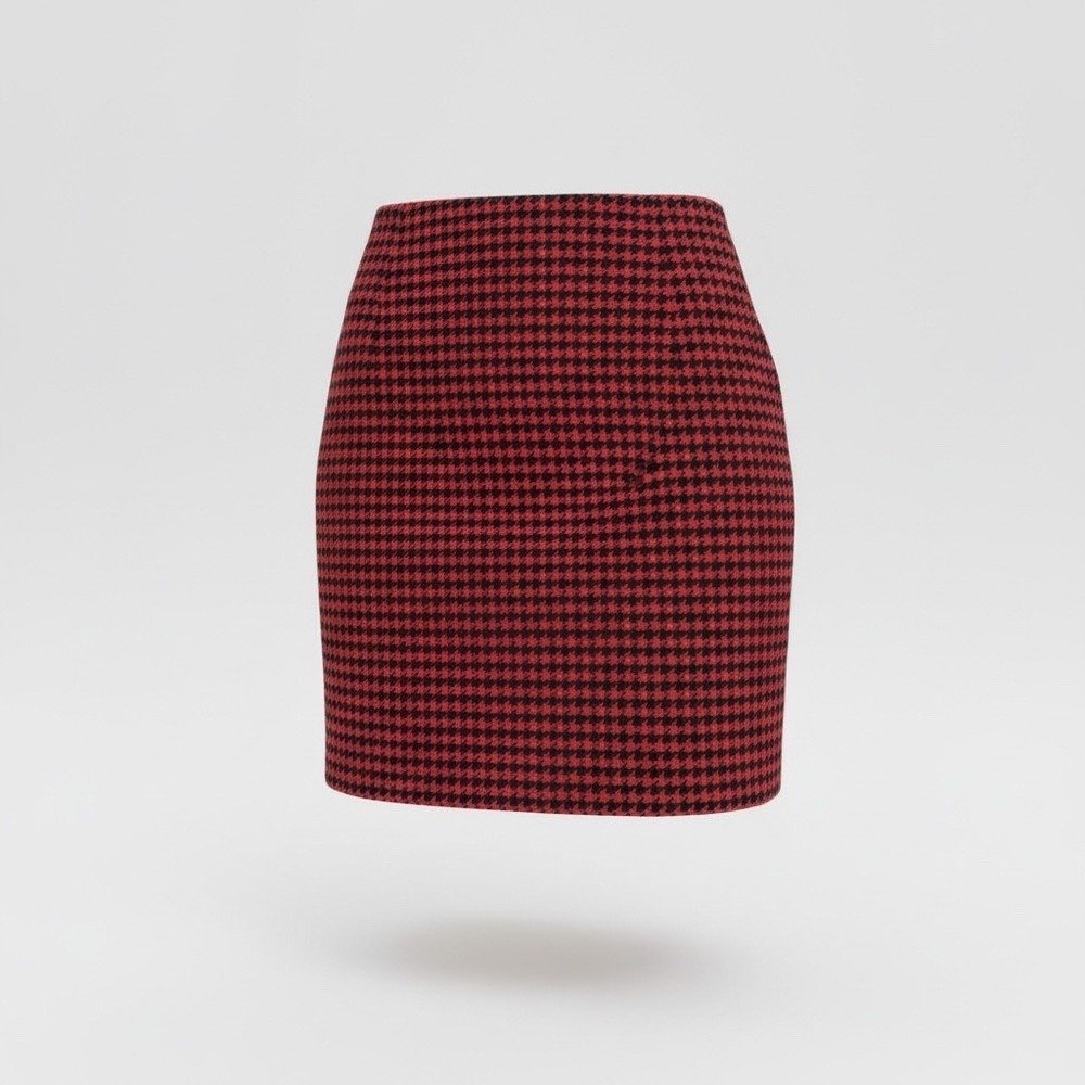 Red Black Houndstooth Mini Pencil Skirt Business Casual‎ Office Sheath Style Y2K